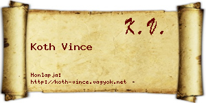 Koth Vince névjegykártya